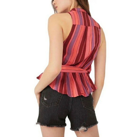 SOLD Free People Mackenzie Wrap Top in Berry Combo Sz M NWOT - Picture 4 of 7